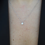 Large Natural Diamond Bezel Pendant Necklace – Minimalist Everyday Diamond Necklace – Dainty Layered Bridal Necklace