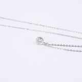 Large Natural Diamond Bezel Pendant Necklace – Minimalist Everyday Diamond Necklace – Dainty Layered Bridal Necklace