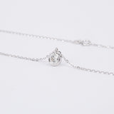 Large Natural Diamond Bezel Pendant Necklace – Minimalist Everyday Diamond Necklace – Dainty Layered Bridal Necklace