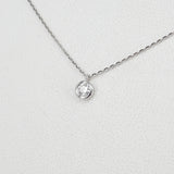 Large Natural Diamond Bezel Pendant Necklace – Minimalist Everyday Diamond Necklace – Dainty Layered Bridal Necklace