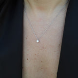 Large Natural Diamond Bezel Pendant Necklace – Minimalist Everyday Diamond Necklace – Dainty Layered Bridal Necklace