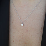 Large Natural Diamond Bezel Pendant Necklace – Minimalist Everyday Diamond Necklace – Dainty Layered Bridal Necklace