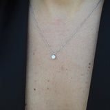 Large Natural Diamond Bezel Pendant Necklace – Minimalist Everyday Diamond Necklace – Dainty Layered Bridal Necklace