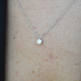 Large Natural Diamond Bezel Pendant Necklace – Minimalist Everyday Diamond Necklace – Dainty Layered Bridal Necklace