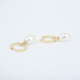 Baroque Pearl Hoop Earrings - Vintage Dangling Huggies