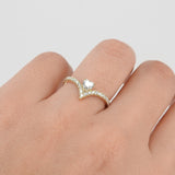 GIA Certified Heart Diamond Chevron Engagement Ring