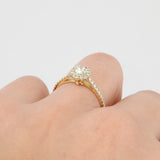 Dazzling Halo Diamond Engagement Ring - Handmade Wedding Jewelry