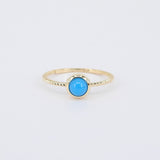 Dainty Round Sleeping Beauty Bezel Turquoise Ring