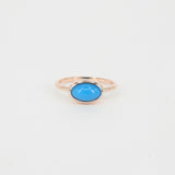 East-West Natural Oval Sleeping Beauty Bezel Turquoise Ring