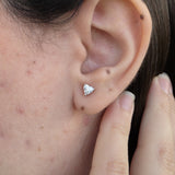 Heart Lab Diamond Stud Earrings – Minimalist Solid 18k Gold – Dainty Heart Diamond Valentine Gift