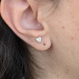 Heart Lab Diamond Stud Earrings – Minimalist Solid 18k Gold – Dainty Heart Diamond Valentine Gift