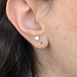 Heart Lab Diamond Stud Earrings – Minimalist Solid 18k Gold – Dainty Heart Diamond Valentine Gift
