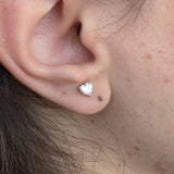 Heart Lab Diamond Stud Earrings – Minimalist Solid 18k Gold – Dainty Heart Diamond Valentine Gift