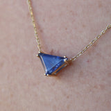 Triangle Blue Sapphire Necklace – Unique Minimalist 18k Gold Pendant – Natural September Birthstone Jewelry Gift