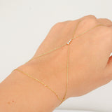 Dainty Handmade Diamond Gold Hand Chain - Graduated Genuine Minimalist Diamond Bracelet
