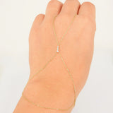 Dainty Handmade Diamond Gold Hand Chain - Graduated Genuine Minimalist Diamond Bracelet