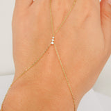 Dainty Handmade Diamond Gold Hand Chain - Graduated Genuine Minimalist Diamond Bracelet