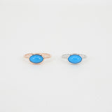 East-West Natural Oval Sleeping Beauty Bezel Turquoise Ring