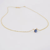 Blue Sapphire Solitaire Necklace - 4 mm Dainty Sapphire Pendant