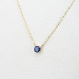 Blue Sapphire Solitaire Necklace - 4 mm Dainty Sapphire Pendant