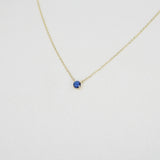 Blue Sapphire Solitaire Necklace - 4 mm Dainty Sapphire Pendant