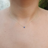 Blue Sapphire Solitaire Necklace - 4 mm Dainty Sapphire Pendant