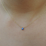 Blue Sapphire Solitaire Necklace - 4 mm Dainty Sapphire Pendant
