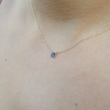 Blue Sapphire Solitaire Necklace - 4 mm Dainty Sapphire Pendant