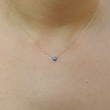 Blue Sapphire Solitaire Necklace - 4 mm Dainty Sapphire Pendant