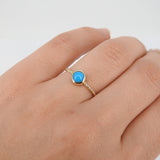 Dainty Round Sleeping Beauty Bezel Turquoise Ring