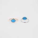 East-West Natural Oval Sleeping Beauty Bezel Turquoise Ring