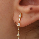 Pear Diamond Drop Earrings – Solid 18K Gold Dangle Earrings – Delicate Diamond Bridal Earrings – Wedding Diamond Earrings for Women