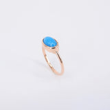 East-West Natural Oval Sleeping Beauty Bezel Turquoise Ring