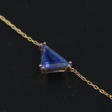 Triangle Blue Sapphire Necklace – Unique Minimalist 18k Gold Pendant – Natural September Birthstone Jewelry Gift