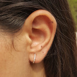 Diamond Huggie Earrings – Flat Hoop Earrings – Delicate Bridal Set