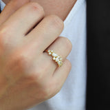 Unique Star Diamond Engagement Ring – Large Marquise Pear Bezel Wedding Band – Nature-Inspired Celestial Milgrain Gold Ring