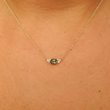 Smokey Quartz & Diamond Cluster Necklace – Oval Solitaire Necklace – Nature Inspired Necklace
