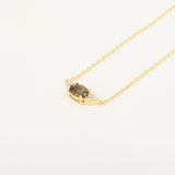 Smokey Quartz & Diamond Cluster Necklace – Oval Solitaire Necklace – Nature Inspired Necklace