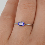 Simple Oval Tanzanite Engagement Ring – Natural Solid 18k Gold Tanzanite Ring – Minimal December Birthstone Jewelry
