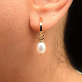 Baroque Pearl Hoop Earrings - Vintage Dangling Huggies