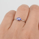 Simple Oval Tanzanite Engagement Ring – Natural Solid 18k Gold Tanzanite Ring – Minimal December Birthstone Jewelry