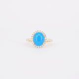 Genuine Oval Sleeping Beauty Turquoise & Diamond Engagement Ring