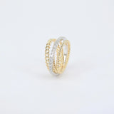 Unique Interlocking Diamond Wedding Ring Set – Multi Braided Gold Bands