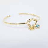 Solid Gold Knot Bangle – Personalized Birthstone & Engraving Charms