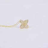 Nature Inspired Diamond Flower Necklace - Natural Diamond Leaves Pendant