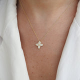 Nature Inspired Diamond Flower Necklace - Natural Diamond Leaves Pendant