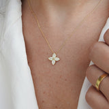 Nature Inspired Diamond Flower Necklace - Natural Diamond Leaves Pendant