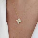 Nature Inspired Diamond Flower Necklace - Natural Diamond Leaves Pendant