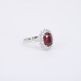 Unheated Mozambique Ruby Engagement Ring - Double Diamond Halo Ruby Ring - April & July Birthstone Ring