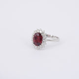 Unheated Mozambique Ruby Engagement Ring - Double Diamond Halo Ruby Ring - April & July Birthstone Ring